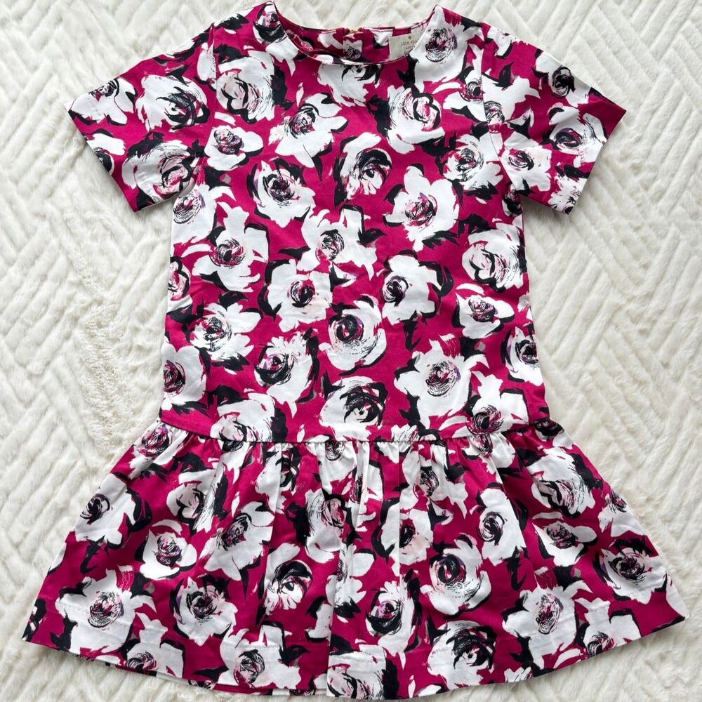 Kate Spade Girls Size 5 Pink White Black Floral Drop Waist Dress